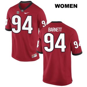 Women's Georgia Bulldogs NCAA #94 Michael Barnett Nike Stitched Red Authentic College Football Jersey XGW1254KW
